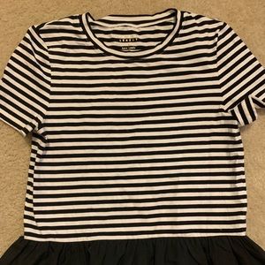 Kate Spade Striped Ruffle Hem Top